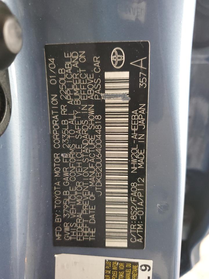 2004 Toyota Prius VIN: JTDKB20U640044818 Lot: 91511845