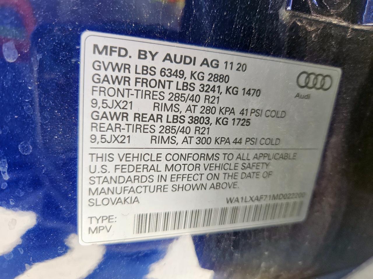 2021 Audi Q7 Premium Plus VIN: WA1LXAF71MD022200 Lot: 90939915