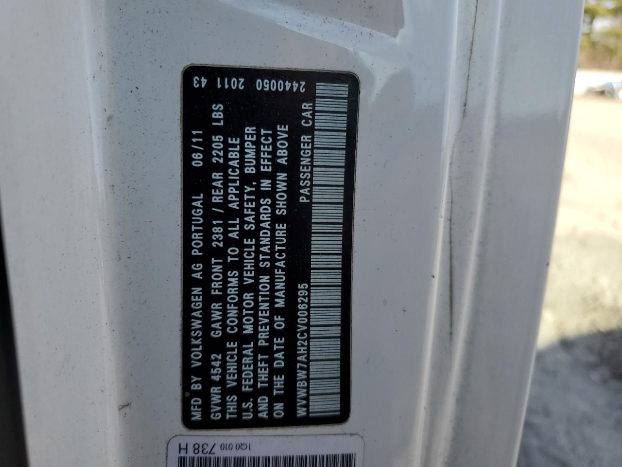 2012 Volkswagen Eos Komfort VIN: WVWBW7AH2CV006295 Lot: 92960205