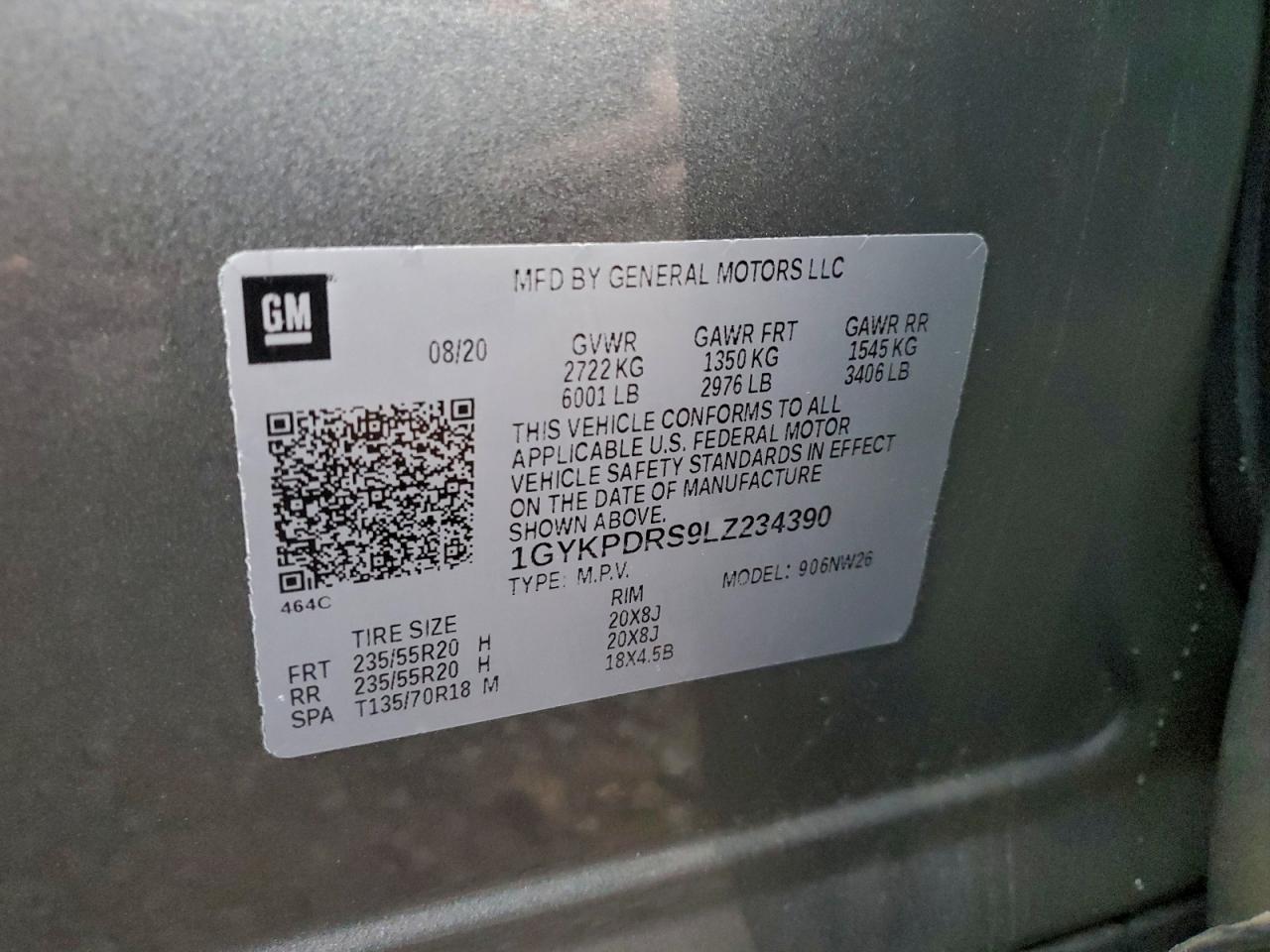 2020 Cadillac Xt6 Premium Luxury VIN: 1GYKPDRS9LZ234390 Lot: 94333565