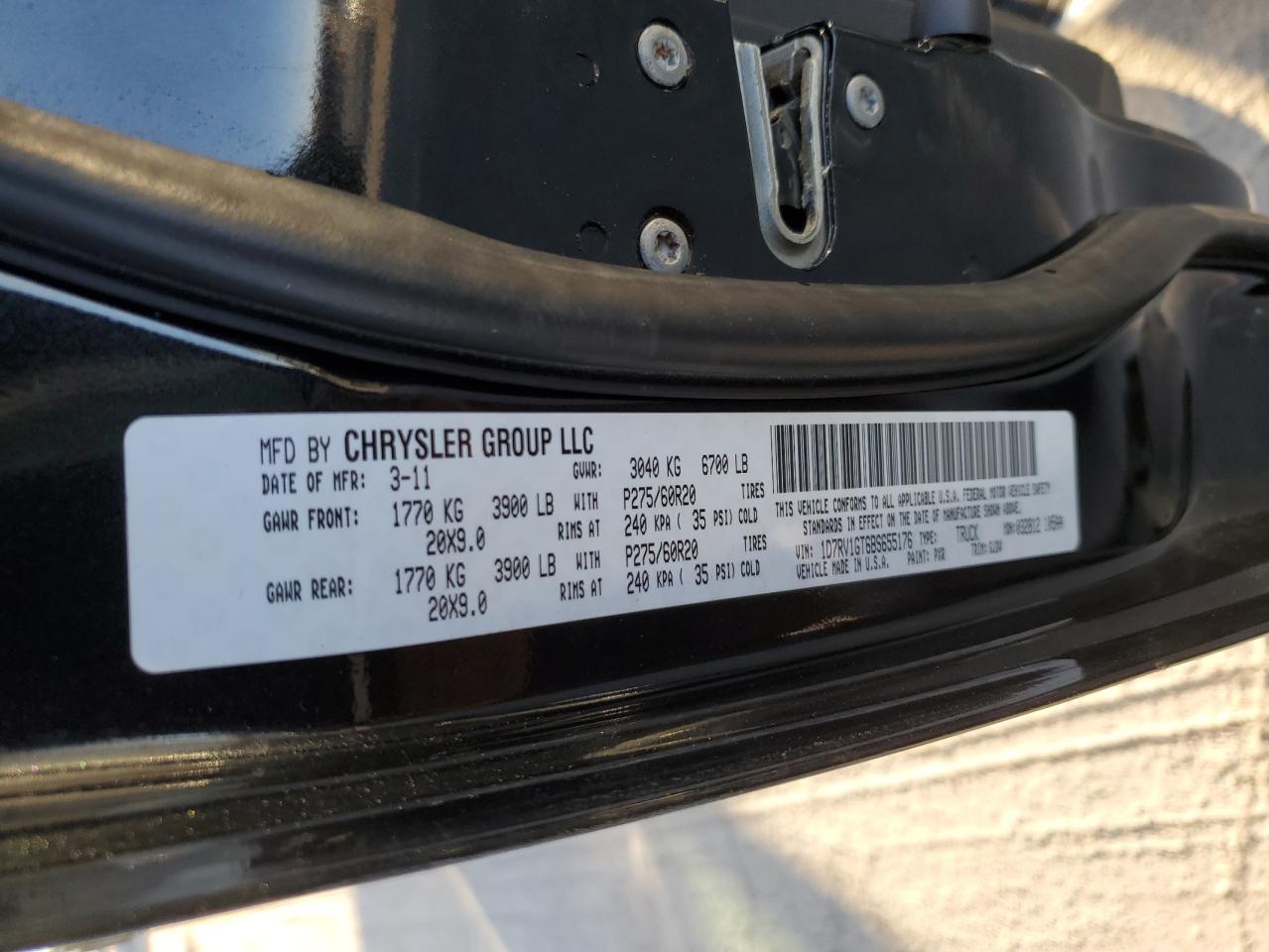 2011 Dodge Ram 1500 VIN: 1D7RV1GT6BS655176 Lot: 92581915