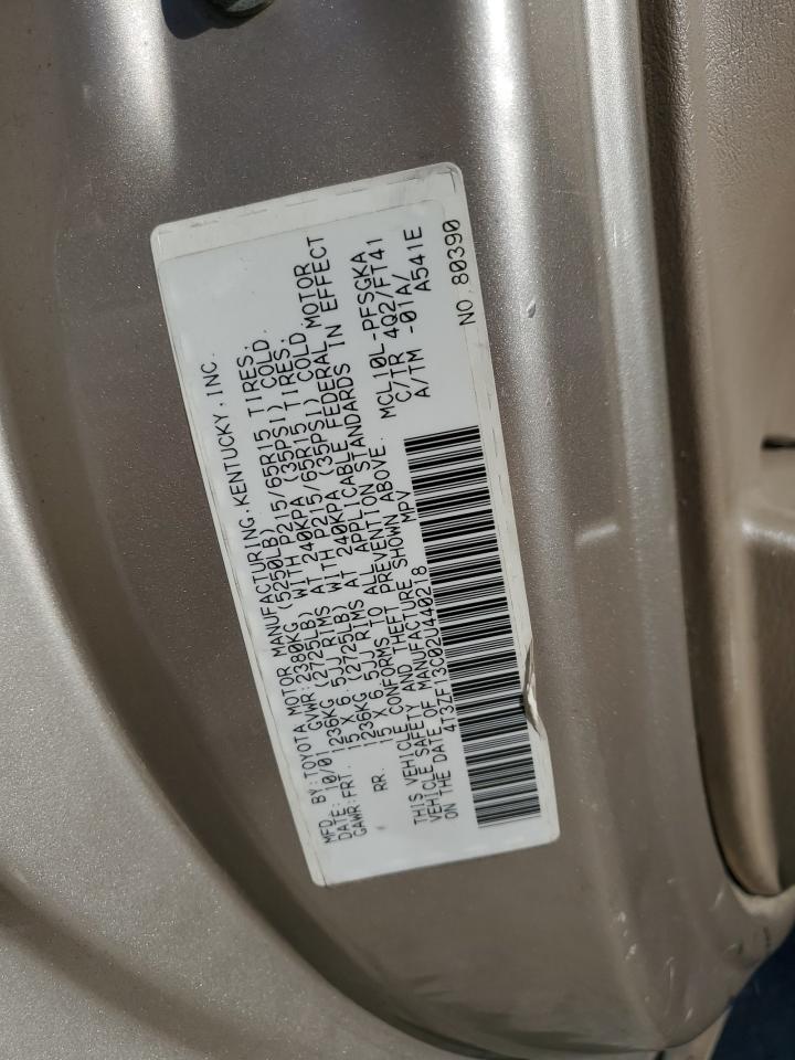 2002 Toyota Sienna Le VIN: 4T3ZF13C02U440218 Lot: 92324385