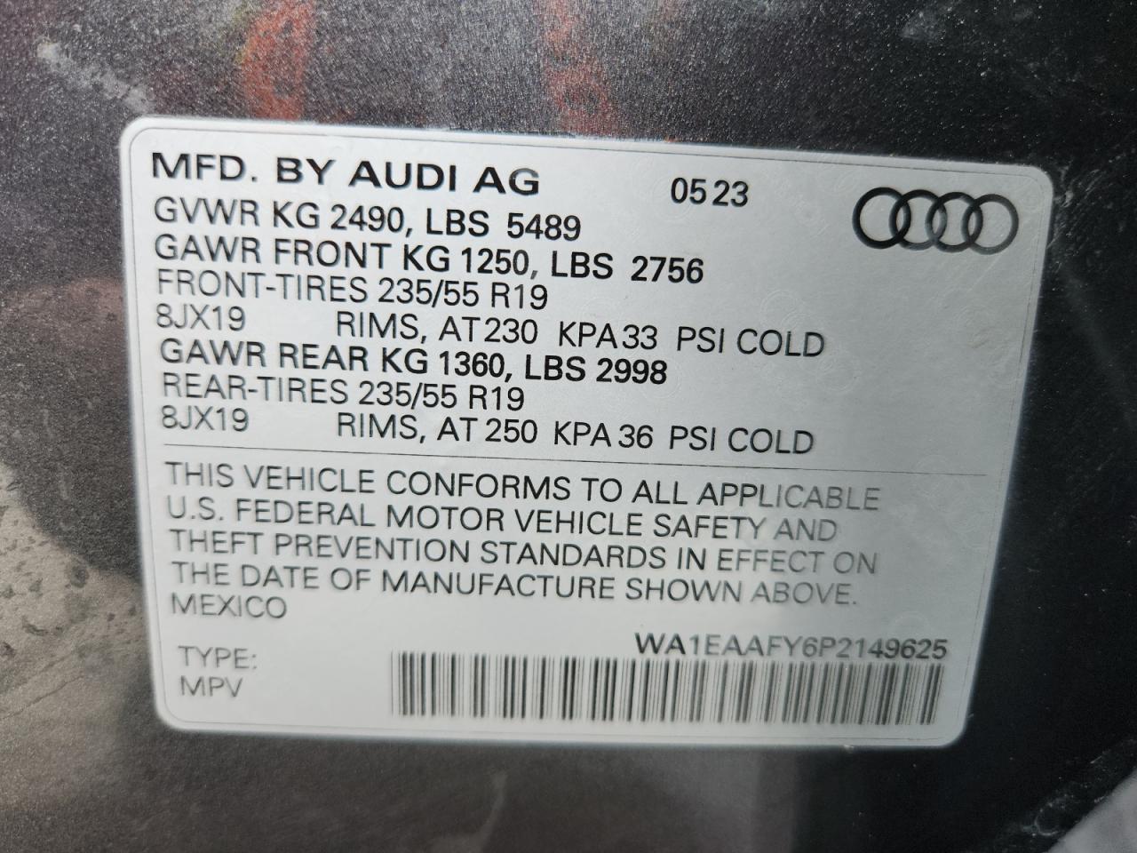 2023 Audi Q5 Premium Plus 45 VIN: WA1EAAFY6P2149625 Lot: 92304725