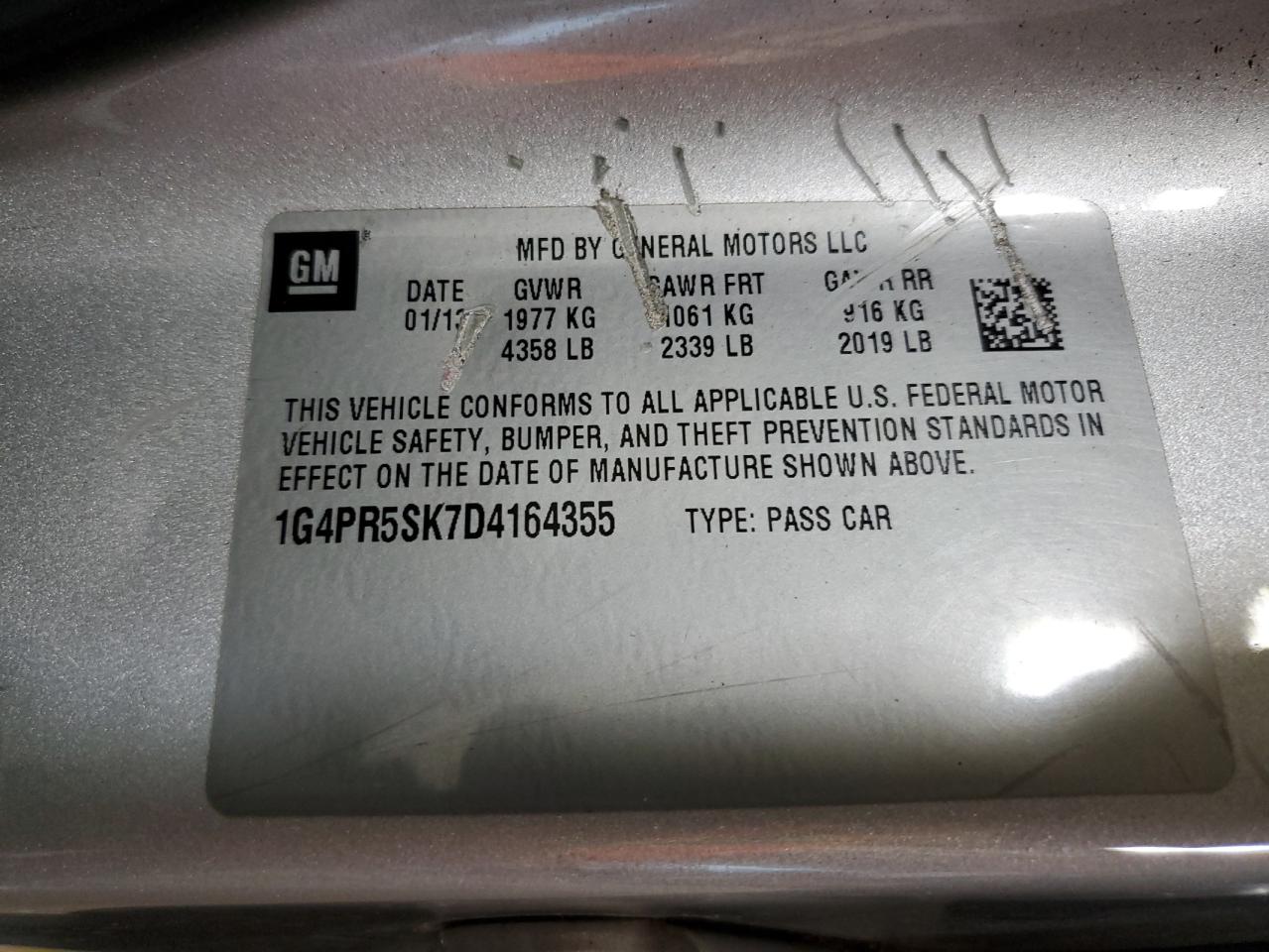 2013 Buick Verano Convenience VIN: 1G4PR5SK7D4164355 Lot: 92831765