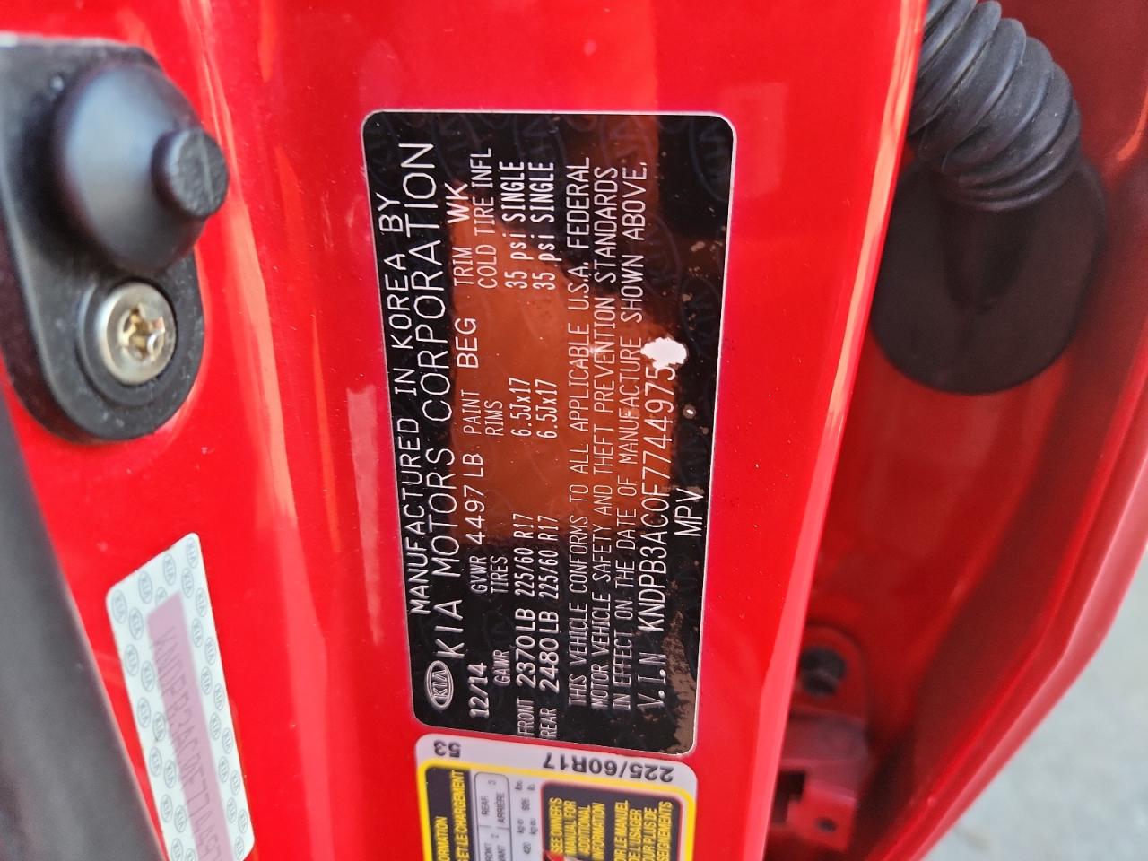 2015 Kia Sportage Lx VIN: KNDPB3AC0F7744975 Lot: 93729975