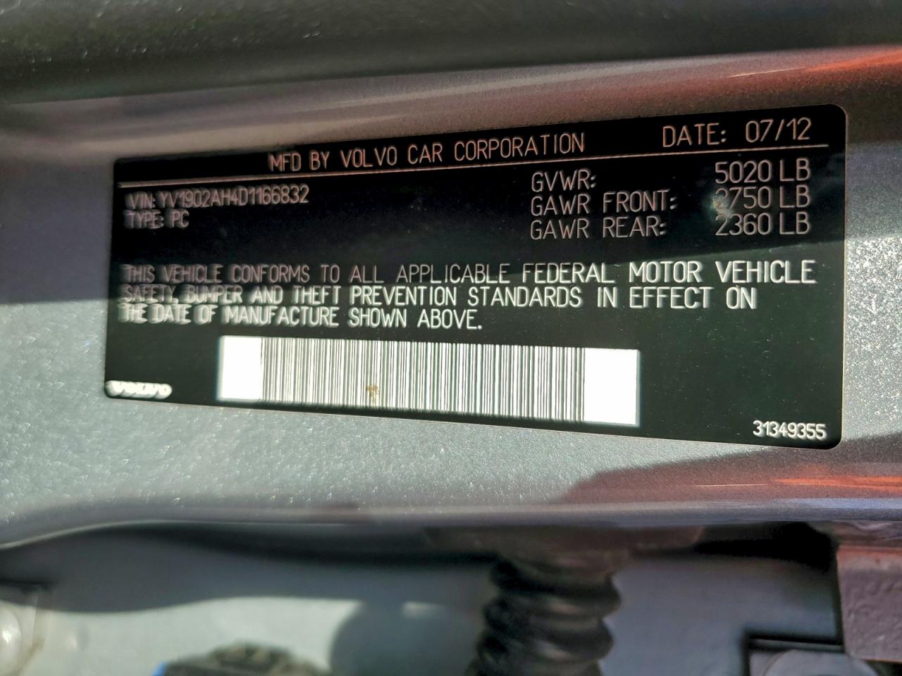 2013 Volvo S80 T6 VIN: YV1902AH4D1166832 Lot: 92686045