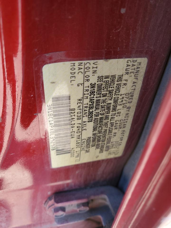 2011 Nissan Versa S VIN: 3N1BC1APXBL392978 Lot: 93159955