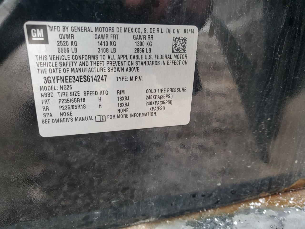 2014 Cadillac Srx Luxury Collection VIN: 3GYFNEE34ES614247 Lot: 92092555