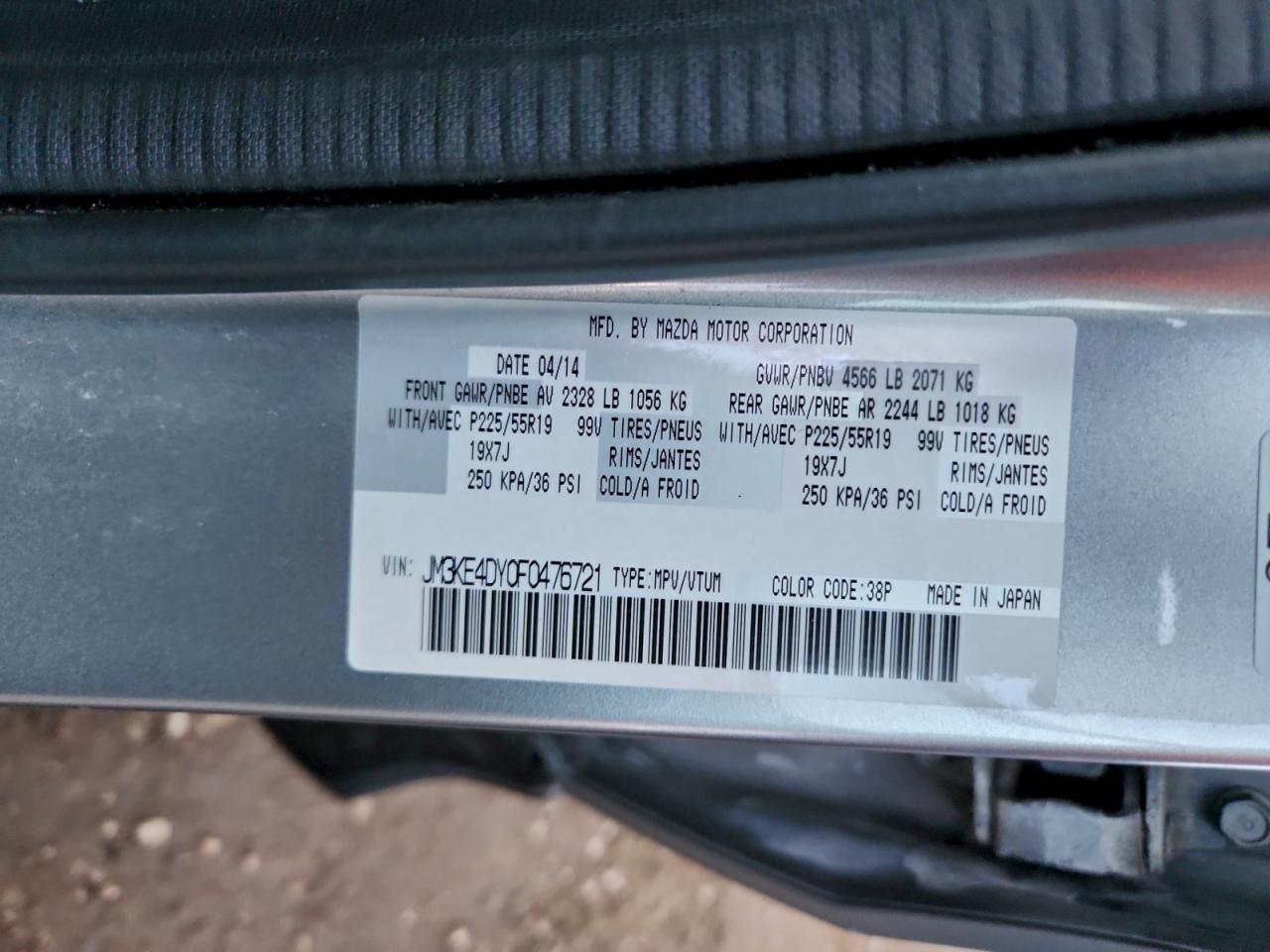 2015 Mazda Cx-5 Gt VIN: JM3KE4DY0F0476721 Lot: 93700755