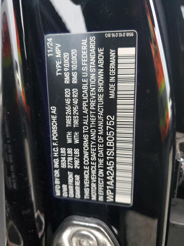 2025 Porsche Macan Base VIN: WP1AA2A51SLB05752 Lot: 91736715