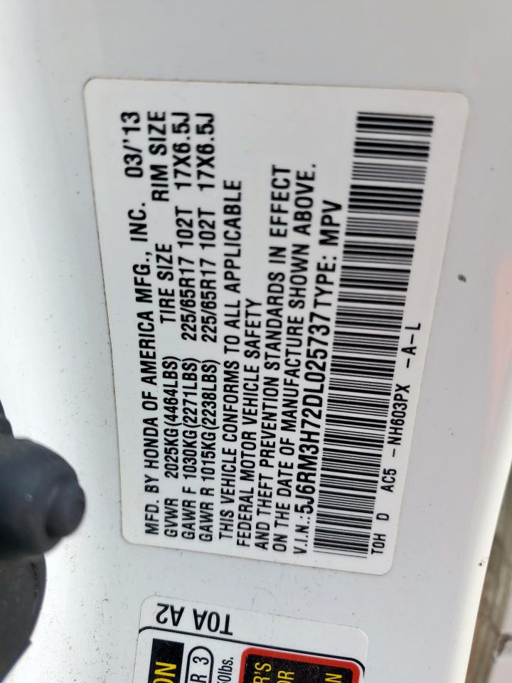 2013 Honda Cr-V Exl VIN: 5J6RM3H72DL025737 Lot: 93499395