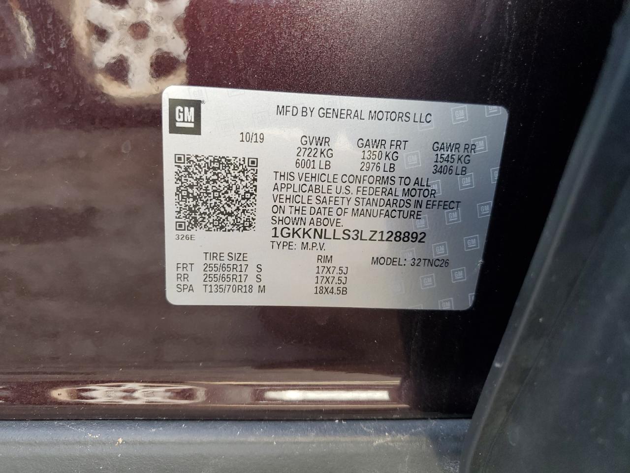 2020 GMC Acadia At4 VIN: 1GKKNLLS3LZ128892 Lot: 91370695