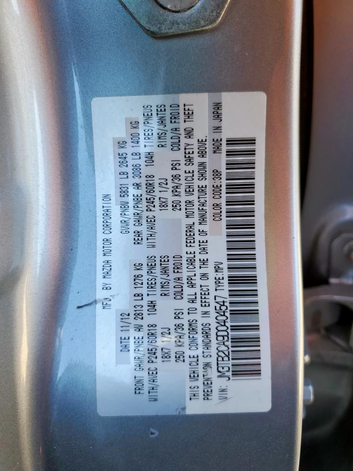 2013 Mazda Cx-9 Touring VIN: JM3TB2CA9D0404547 Lot: 92687065