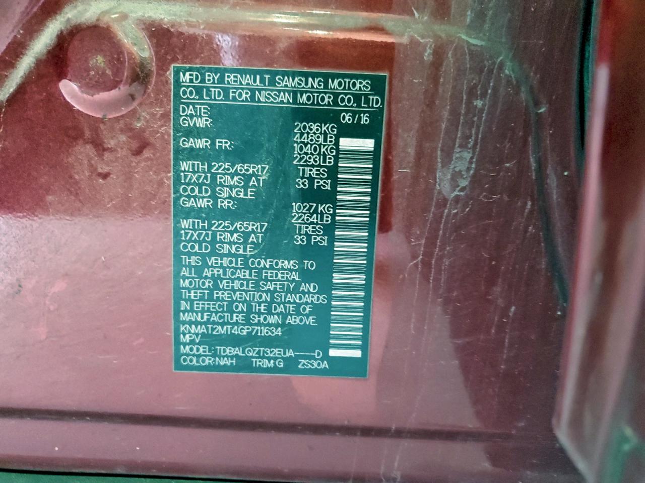 2016 Nissan Rogue S VIN: KNMAT2MT4GP711634 Lot: 92766735