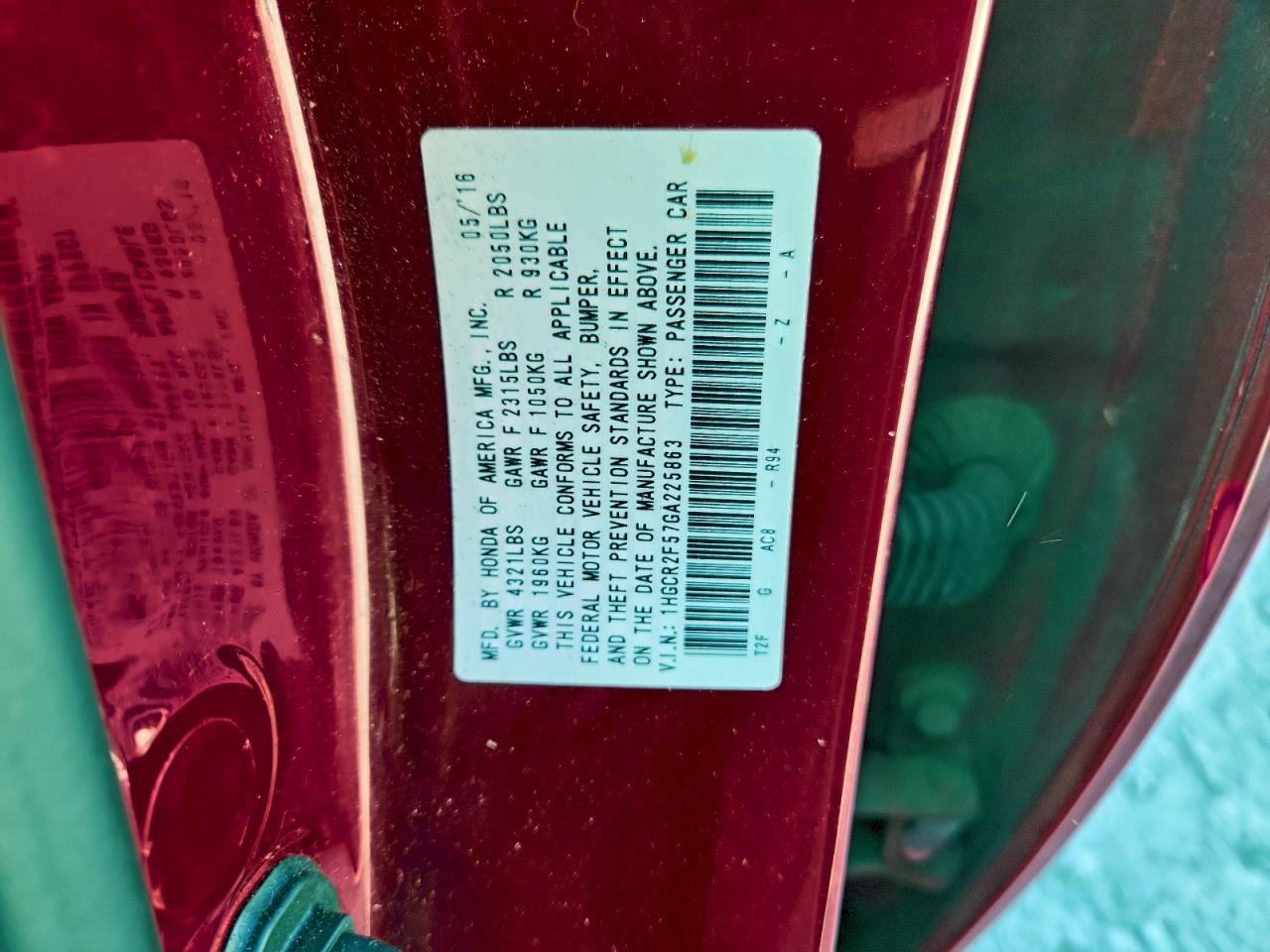 2016 Honda Accord Sport VIN: 1HGCR2F57GA225863 Lot: 93937365