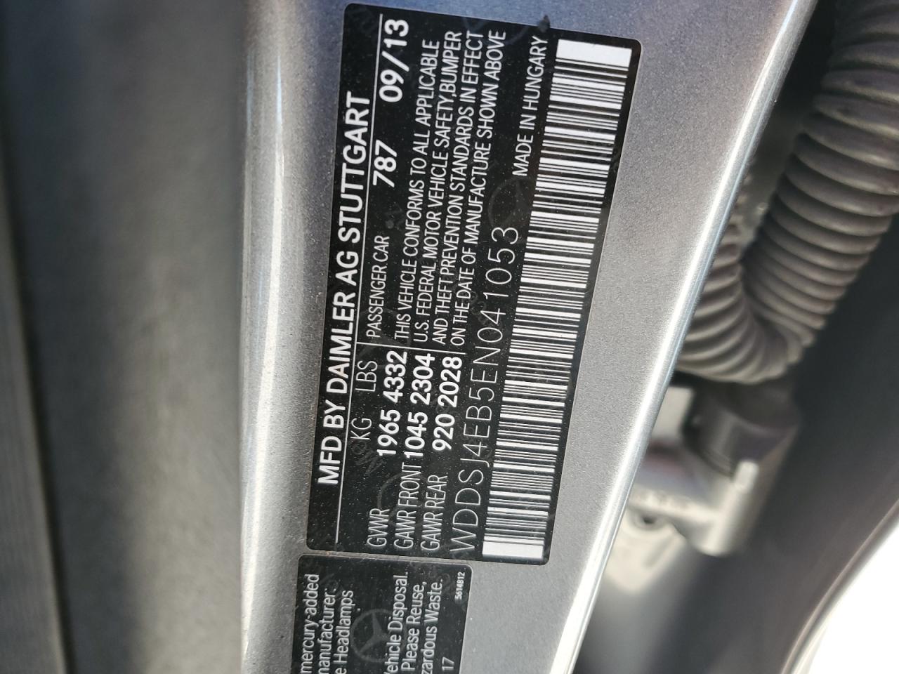 2014 Mercedes-Benz Cla 250 VIN: WDDSJ4EB5EN041053 Lot: 91304675