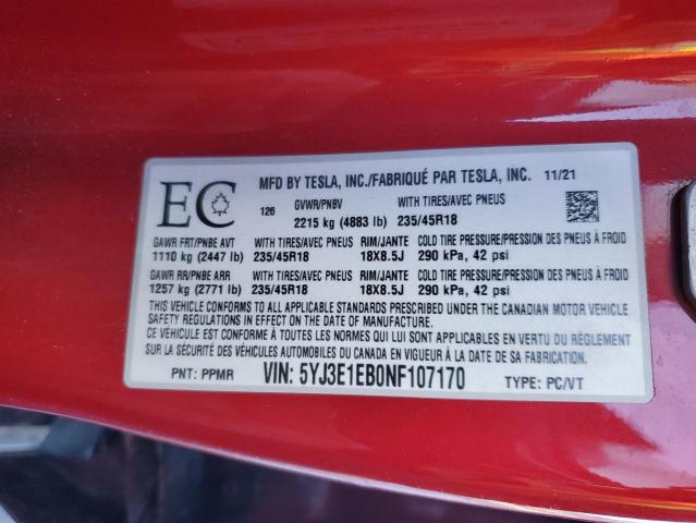 2022 TESLA MODEL 3 