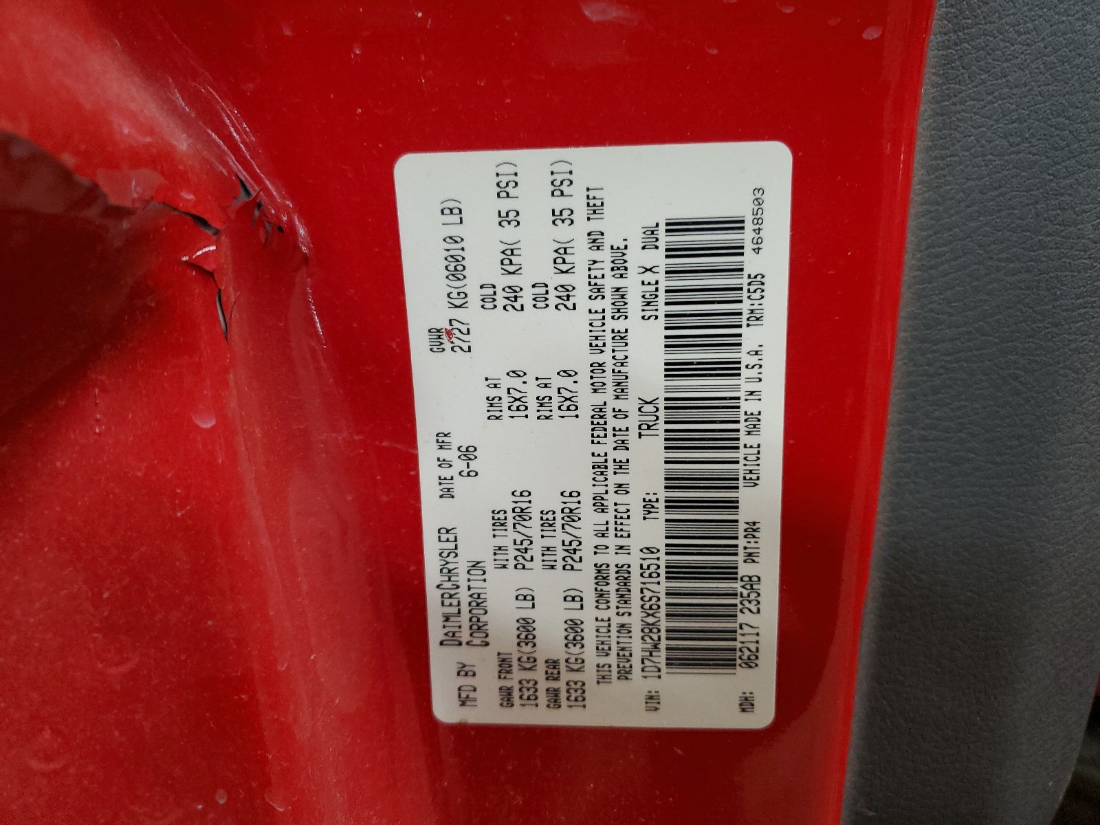 1D7HW28KX6S716510 2006 Dodge Dakota Quad