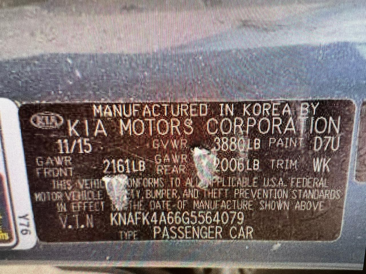 2016 Kia Forte Lx VIN: KNAFK4A66G5564079 Lot: 79021513