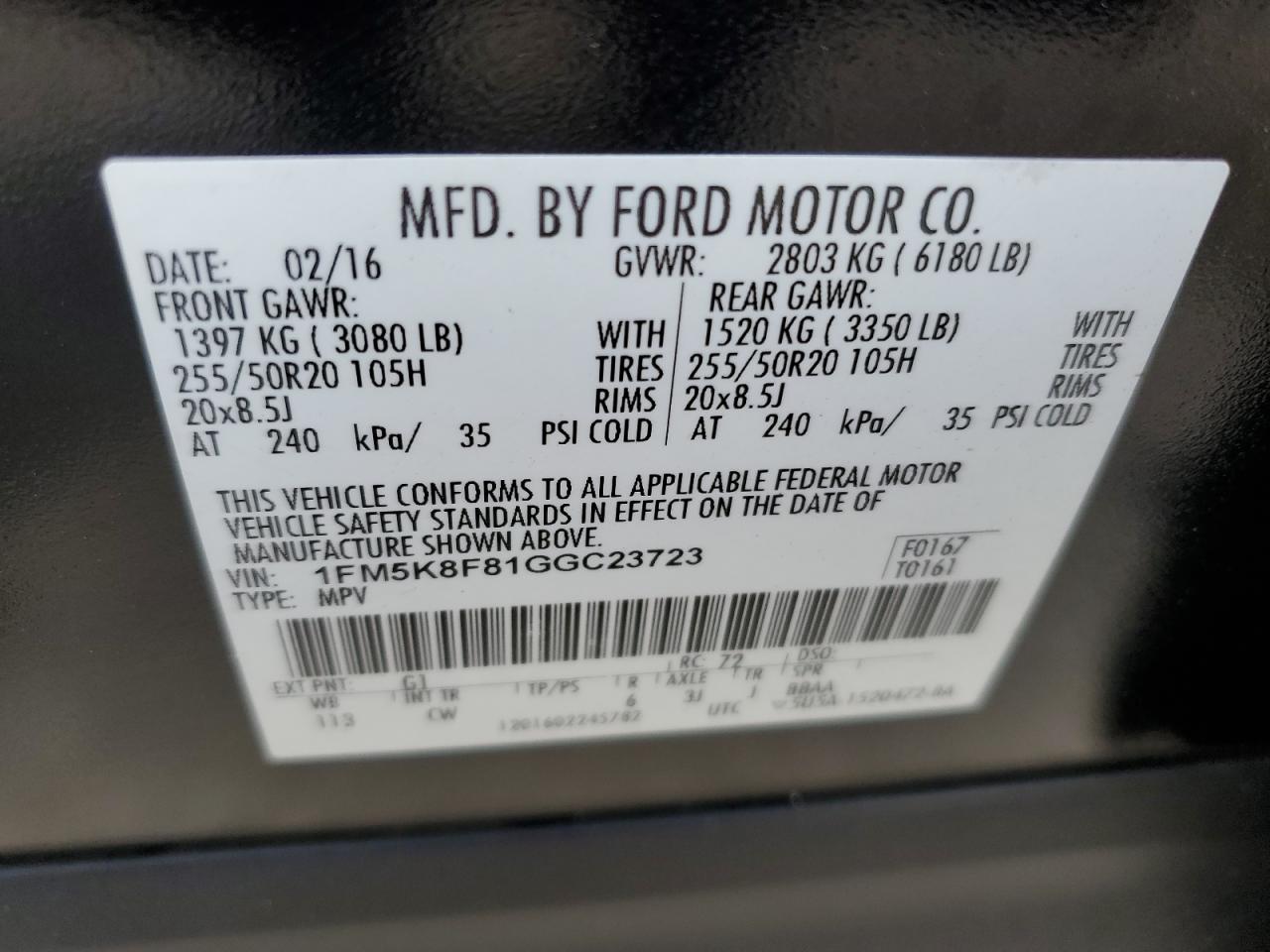 1FM5K8F81GGC23723 2016 Ford Explorer Limited