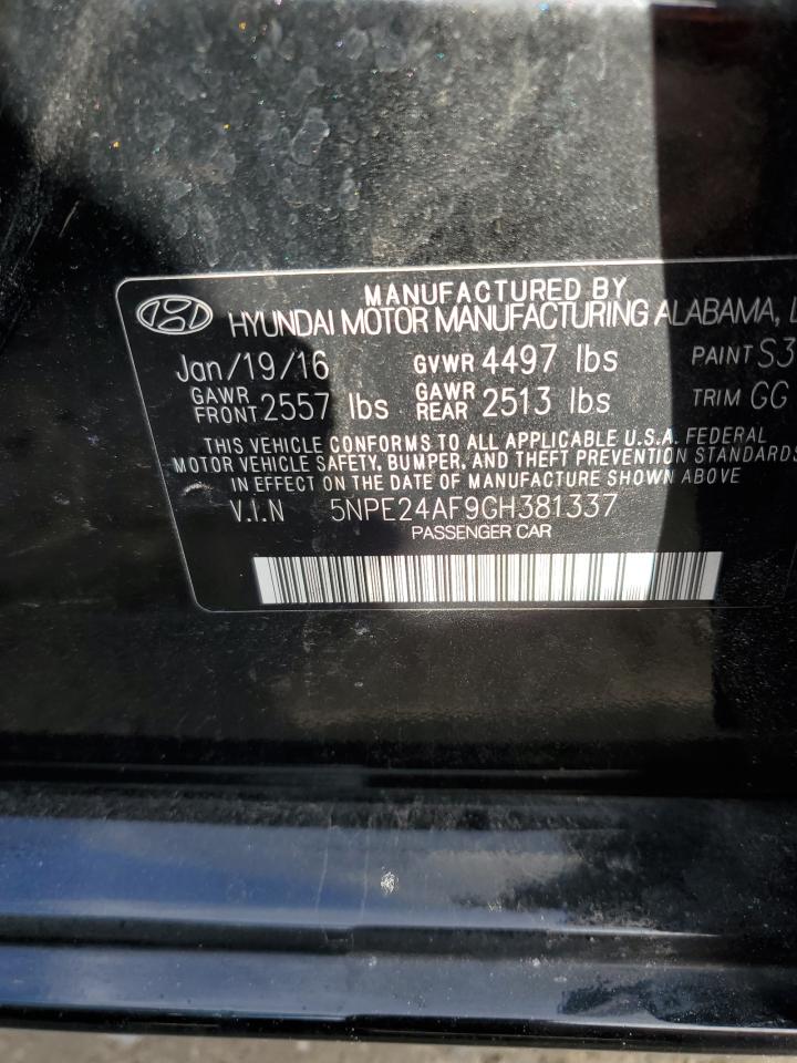 2016 Hyundai Sonata Se VIN: 5NPE24AF9GH381337 Lot: 81900883