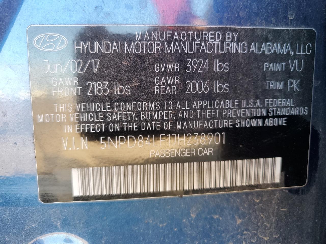 5NPD84LF1JH238901 2018 HYUNDAI ELANTRA - Image 13