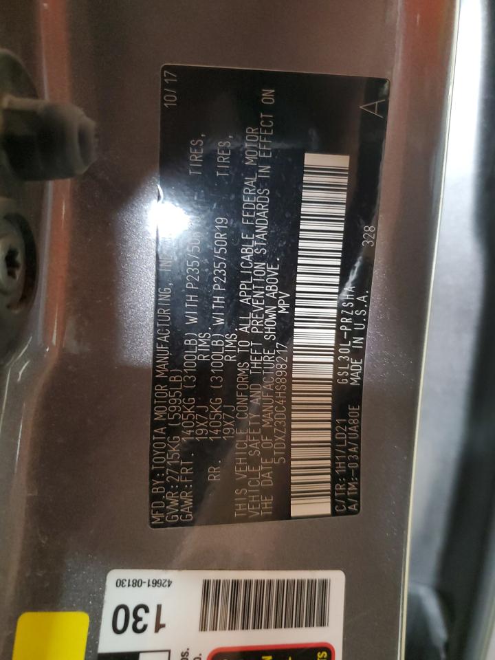 5TDXZ3DC4HS898217 TOYOTA SIENNA 2017