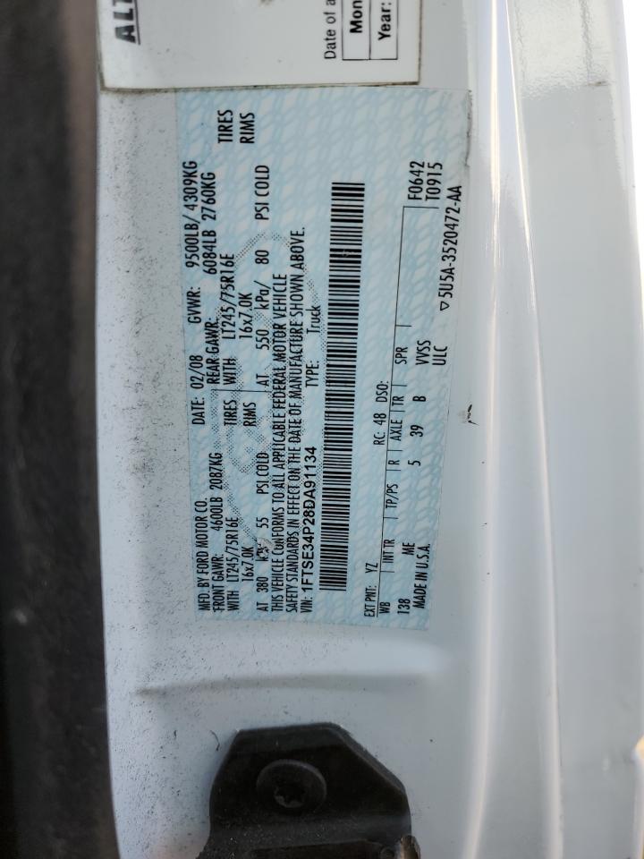 2008 Ford Econoline E350 Super Duty Van VIN: 1FTSE34P28DA91134 Lot: 80203623