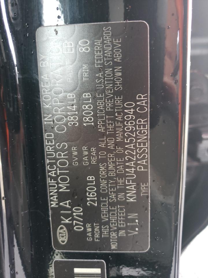 2010 Kia Forte Ex VIN: KNAFU4A22A5296940 Lot: 81991243