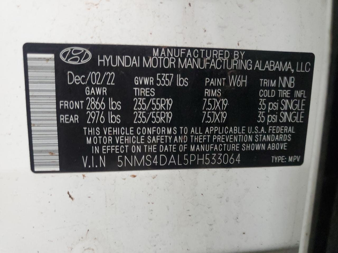 5NMS4DAL5PH533064 2023 Hyundai Santa Fe Limited