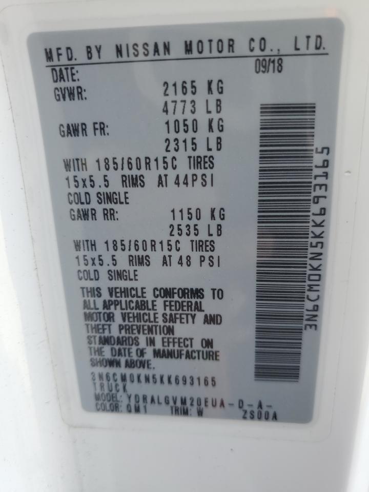 3N6CM0KN5KK693165 NISSAN NV 2019