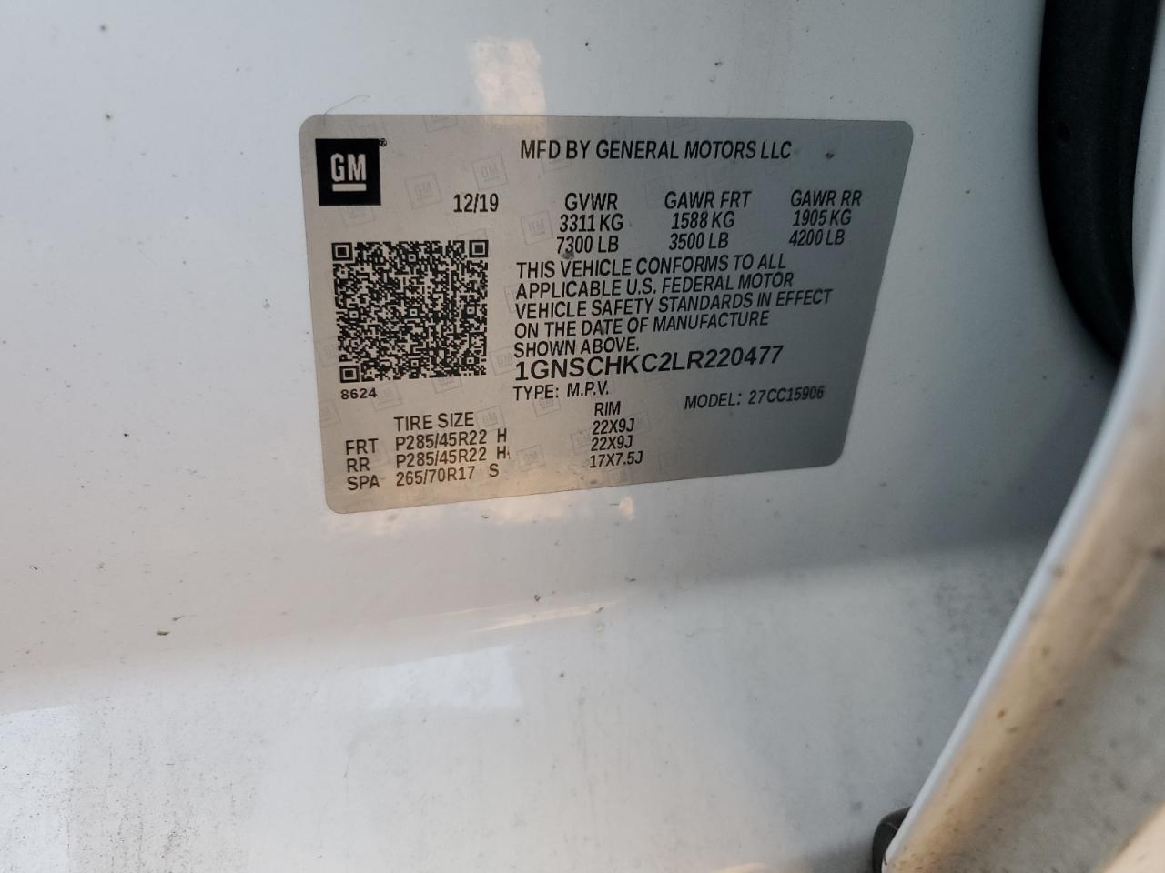 2020 Chevrolet Suburban C1500 Lt VIN: 1GNSCHKC2LR220477 Lot: 71464335
