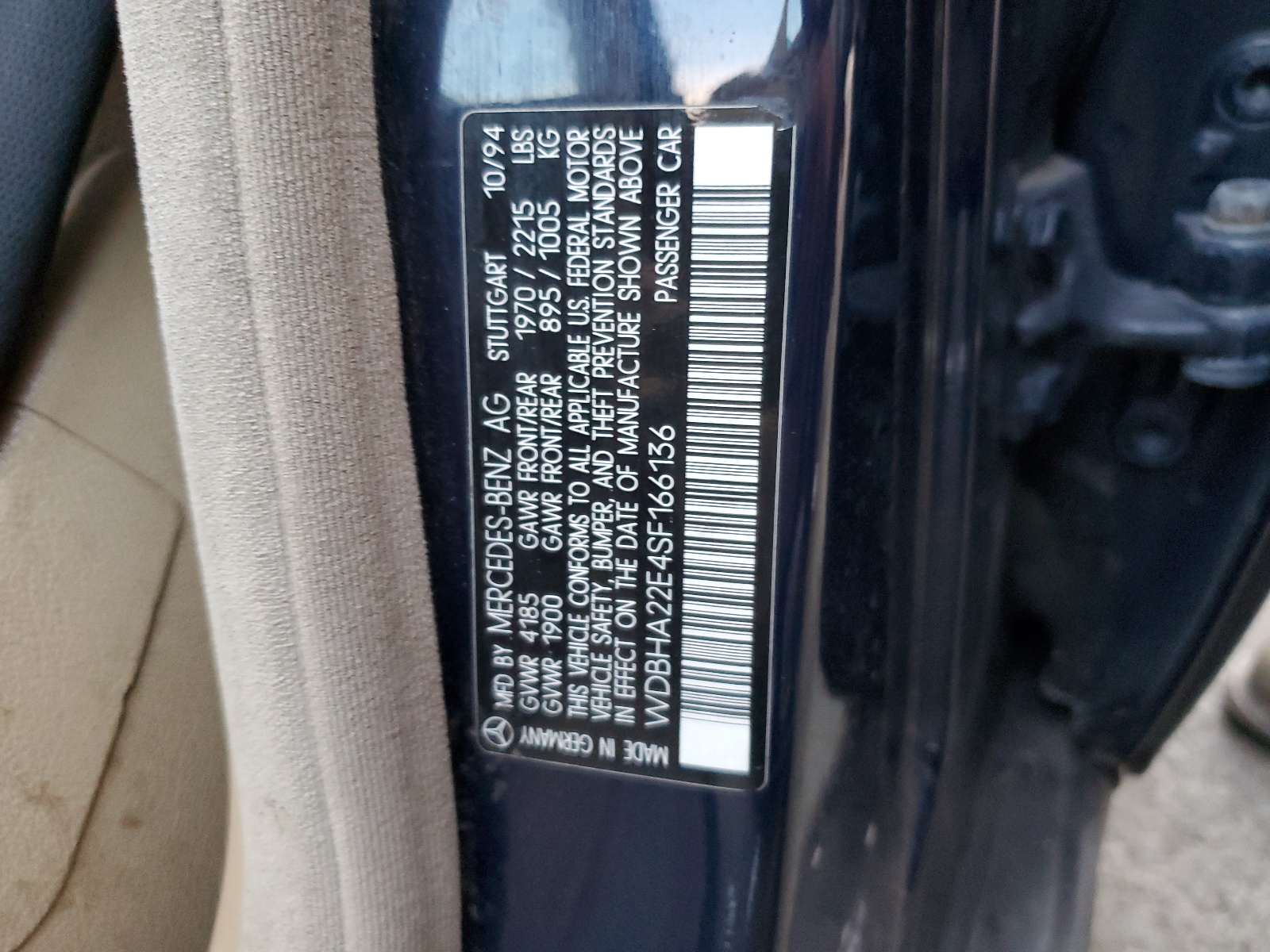 WDBHA22E4SF166136 1995 Mercedes-Benz C 220