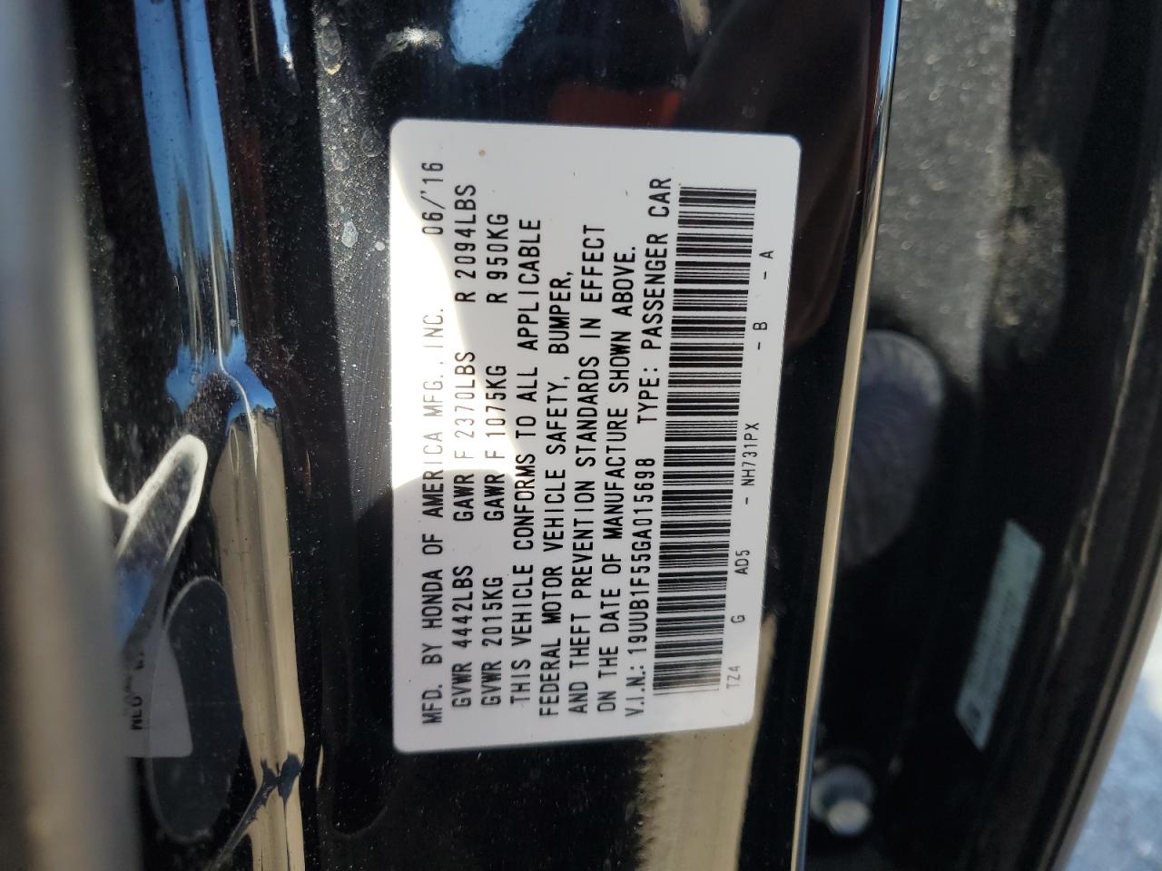 19UUB1F55GA015698 2016 Acura Tlx Tech