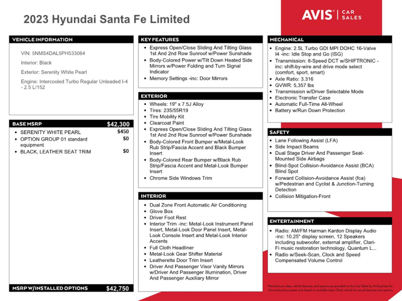 5NMS4DAL5PH533064 2023 Hyundai Santa Fe Limited