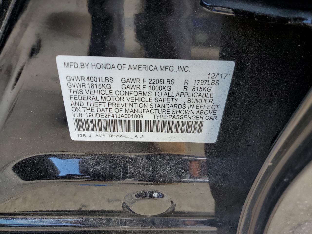 19UDE2F41JA001809 2018 Acura Ilx Special Edition