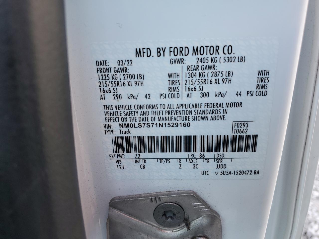 NM0LS7S71N1529160 2022 Ford Transit Connect Xl