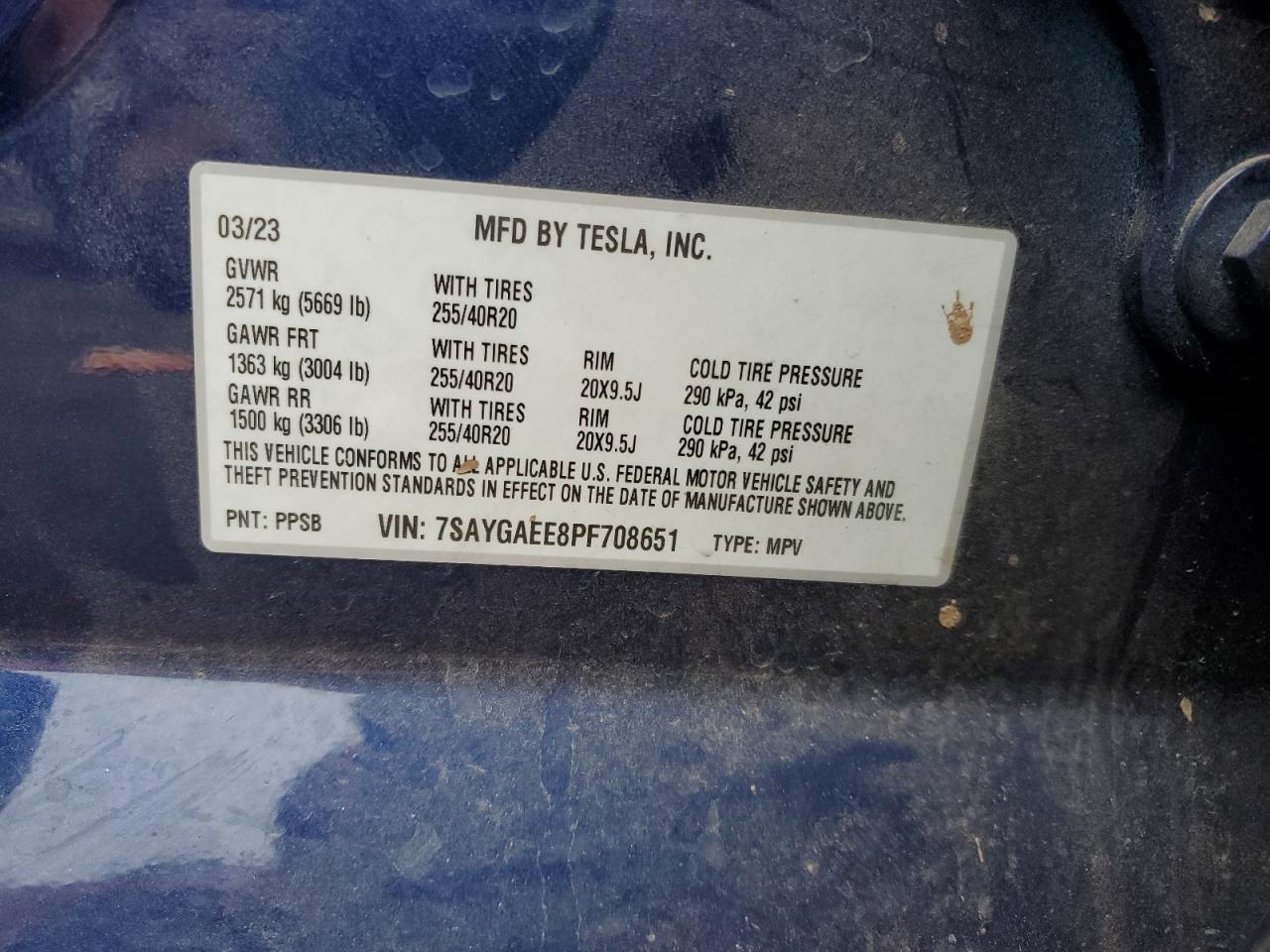 7SAYGAEE8PF708651 2023 Tesla Model Y