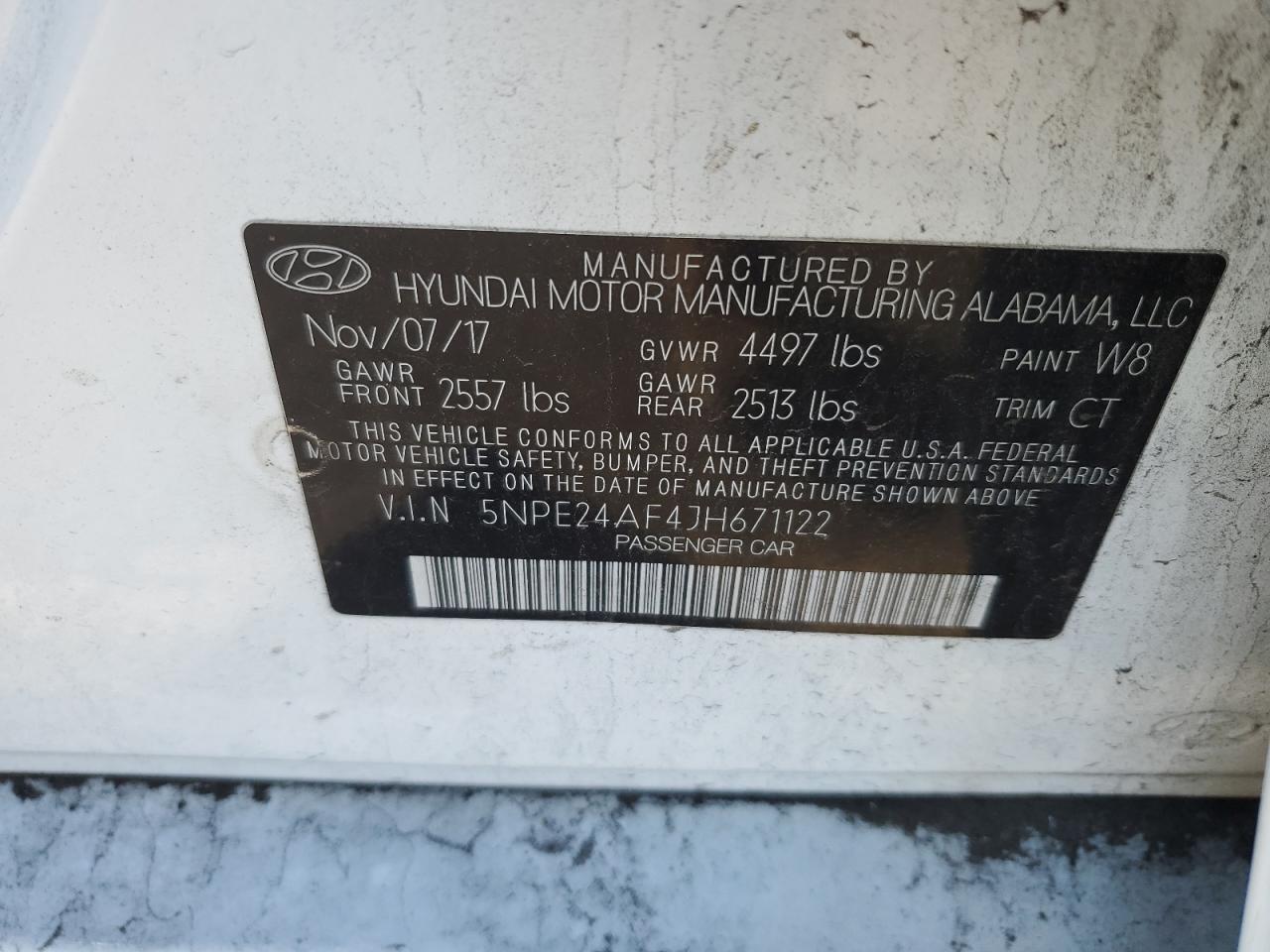 5NPE24AF4JH671122 2018 Hyundai Sonata Se