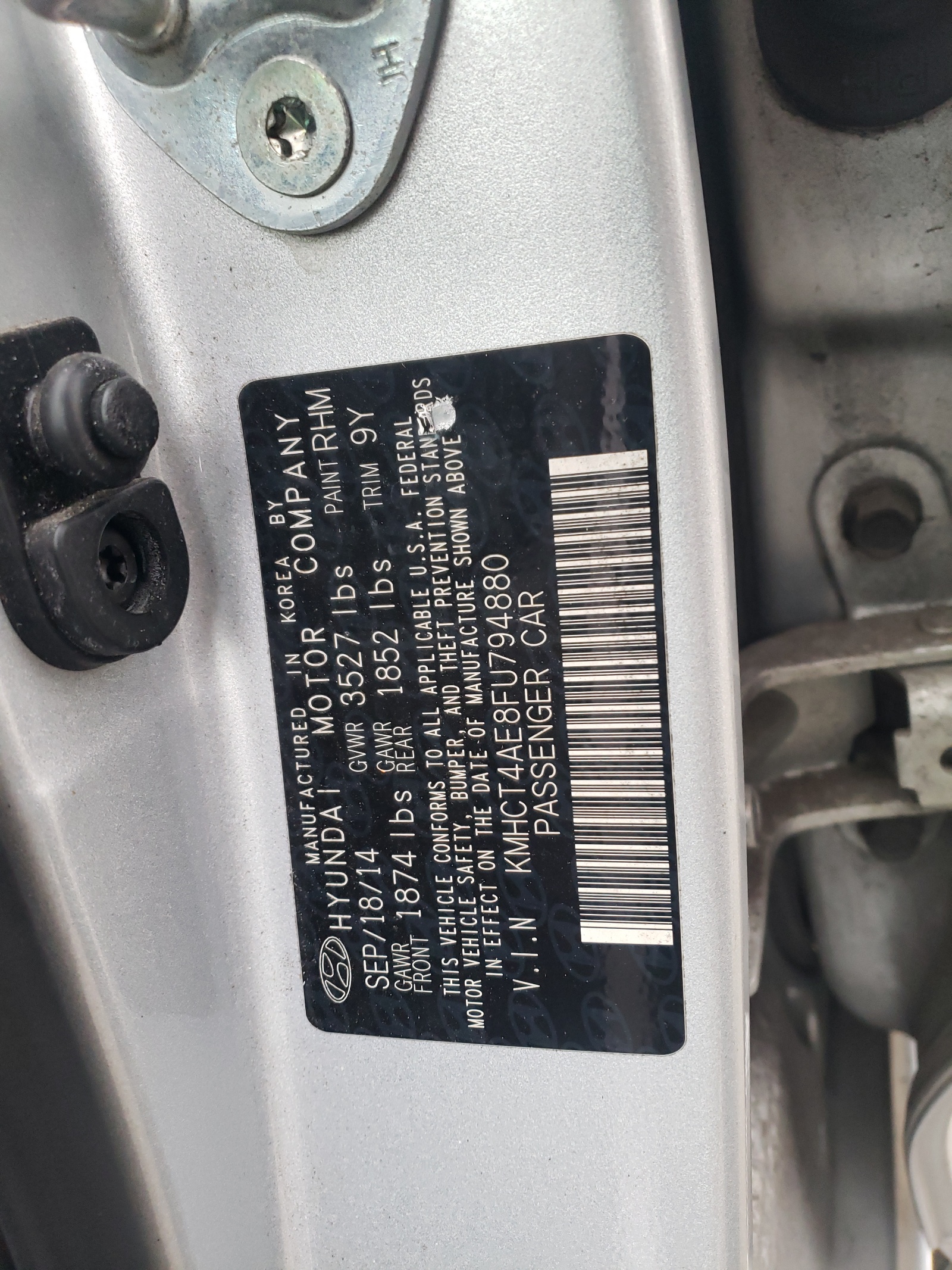 KMHCT4AE8FU794880 2015 Hyundai Accent Gls