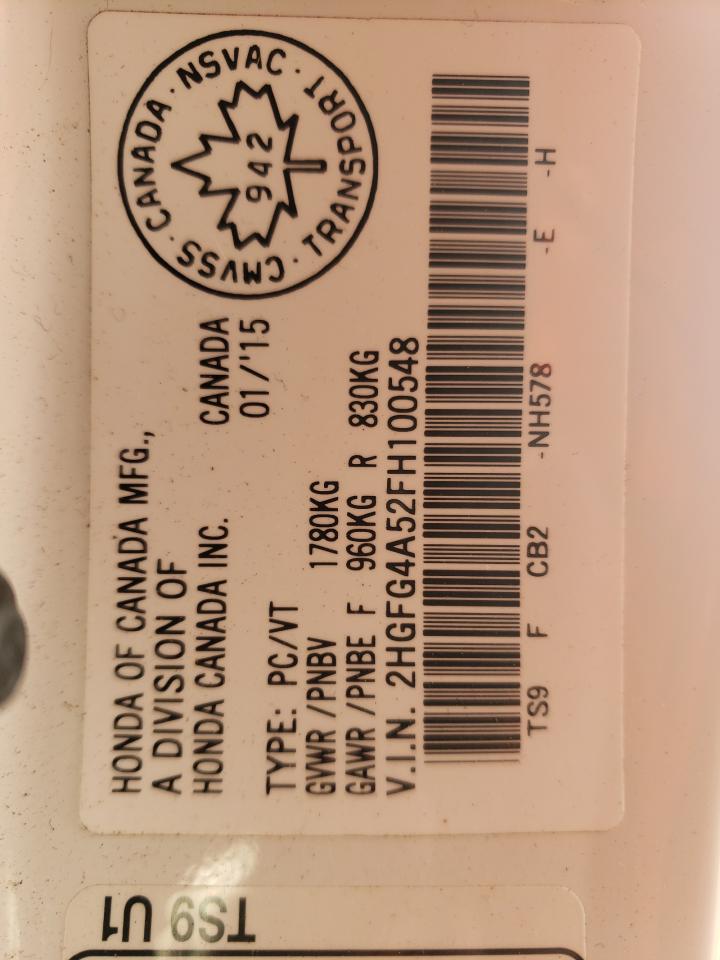 2HGFG4A52FH100548 2015 Honda Civic Si