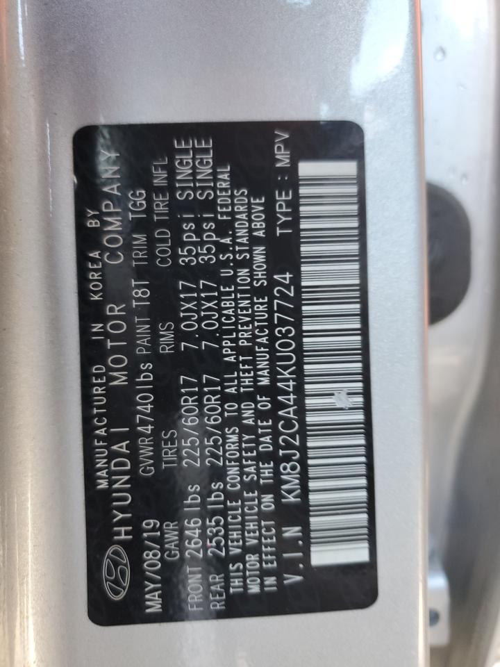 2019 Hyundai Tucson Se VIN: KM8J2CA44KU037724 Lot: 79482913