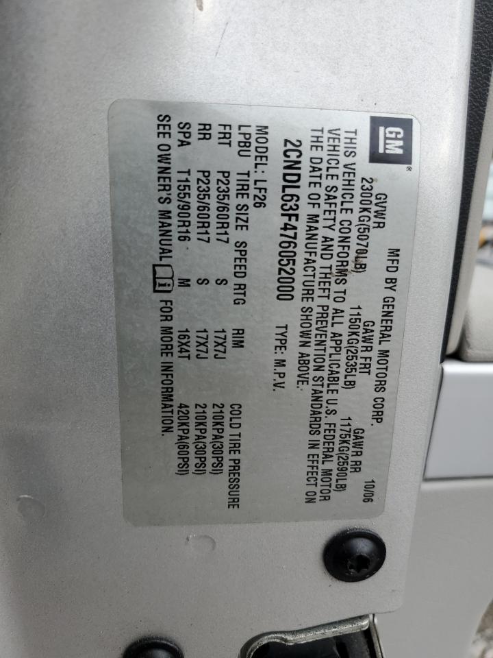 2CNDL63F476052000 2007 Chevrolet Equinox Lt