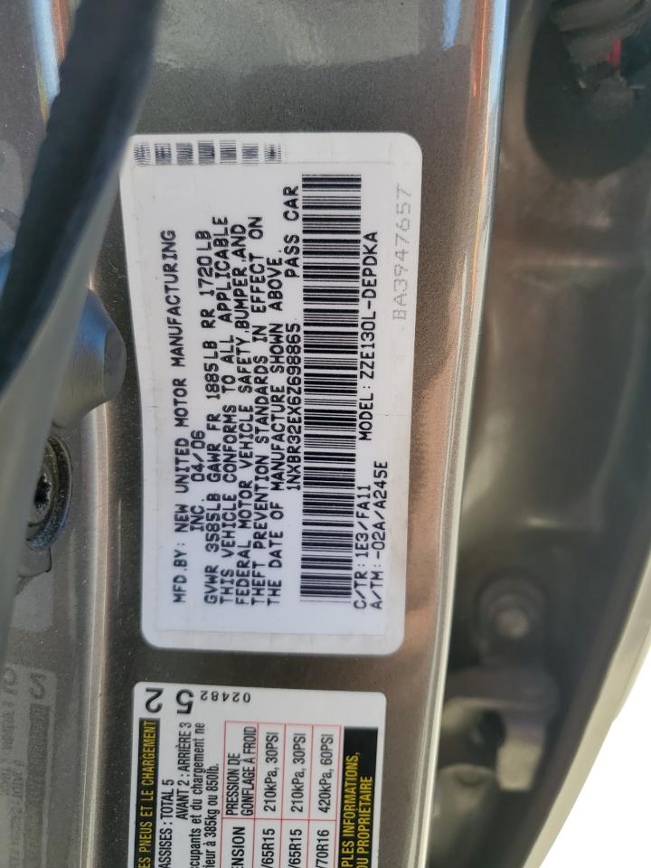 1NXBR32EX6Z698865 2006 Toyota Corolla Ce