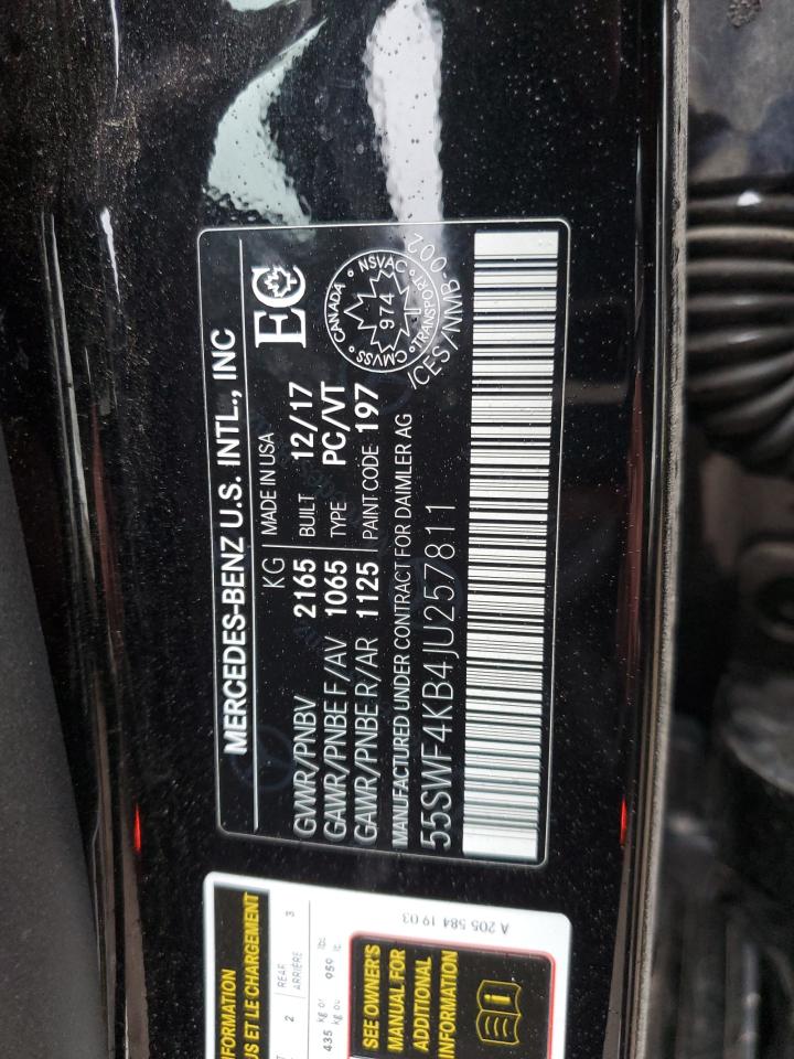 2018 Mercedes-Benz C 300 4Matic VIN: 55SWF4KB4JU257811 Lot: 82202073