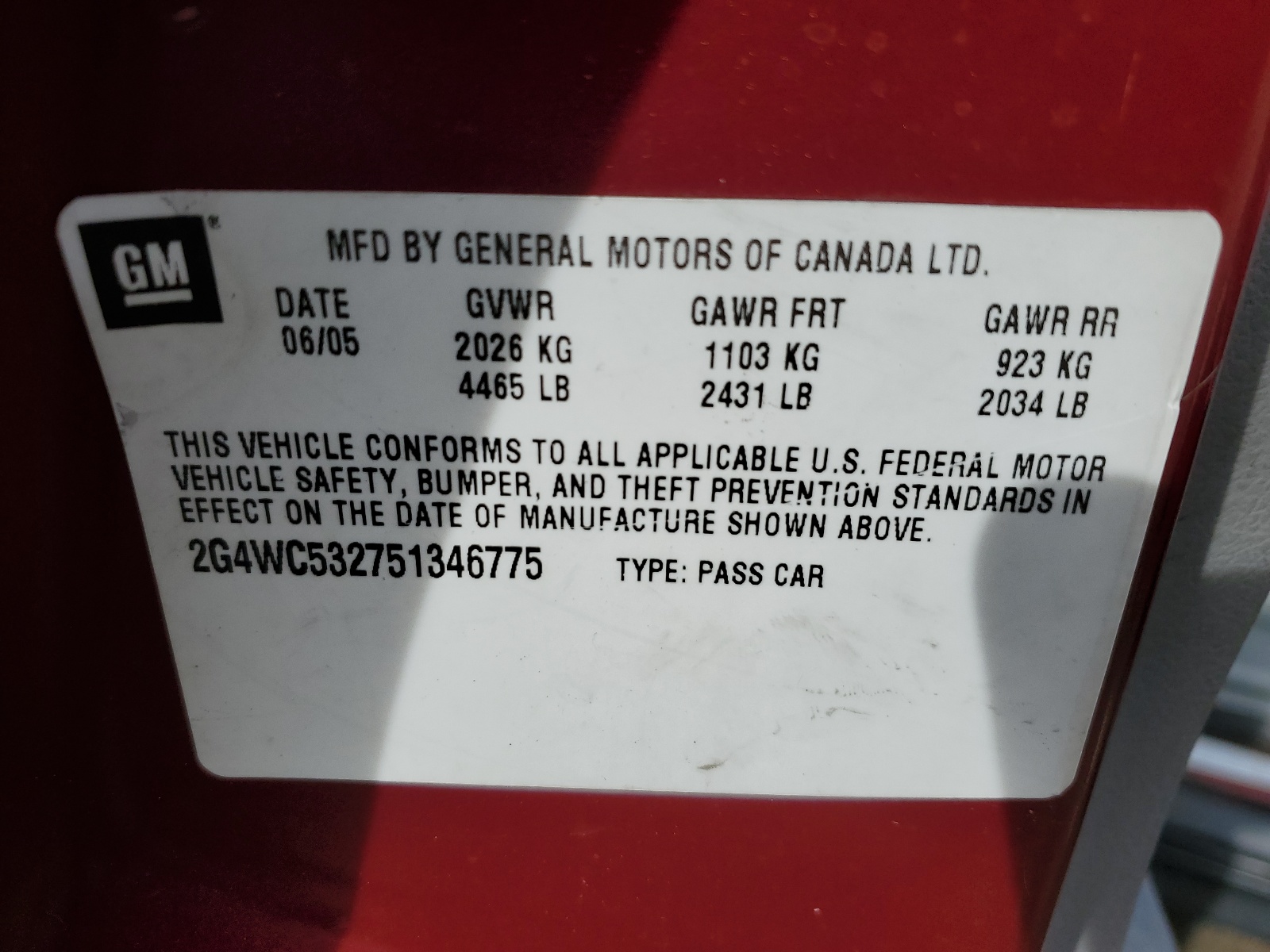 2G4WC532751346775 2005 Buick Lacrosse Cx