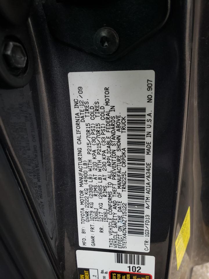 2010 Toyota Tacoma Access Cab VIN: 5TETX4CN3AZ715122 Lot: 80389803