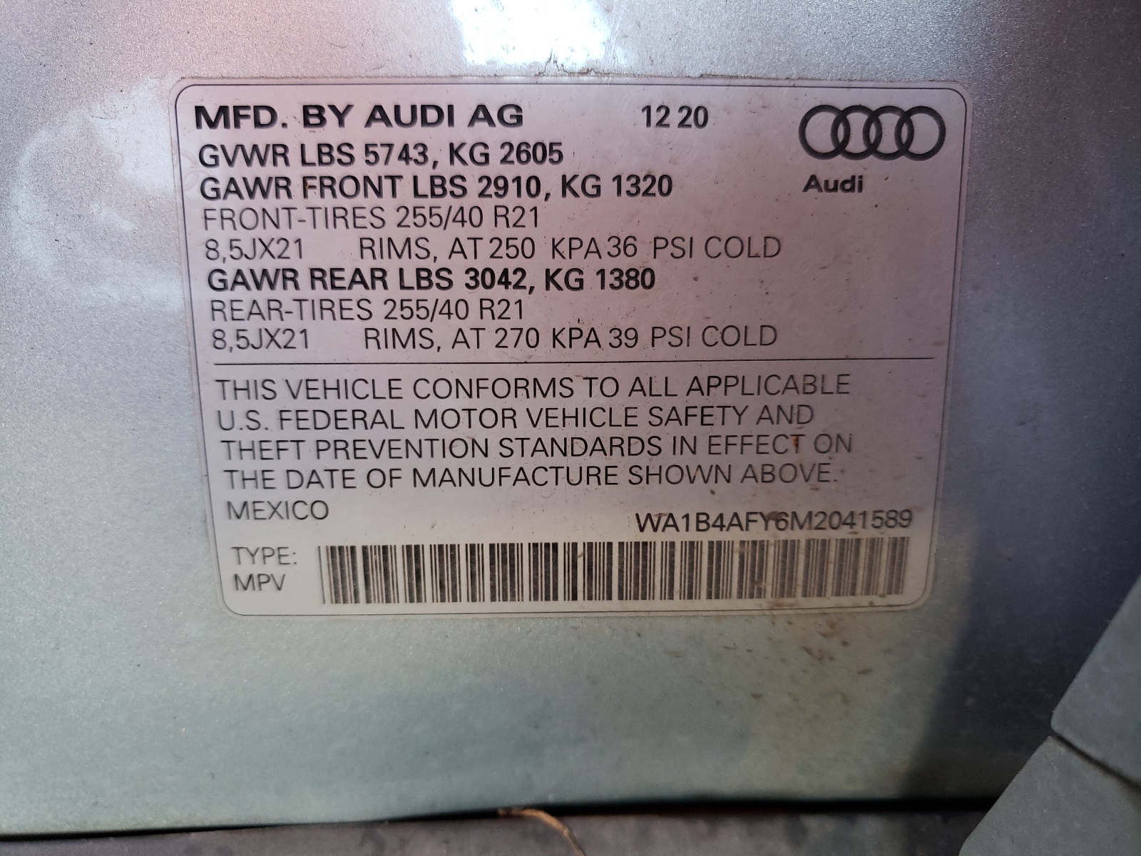 WA1B4AFY6M2041589 2021 Audi Sq5 Premium Plus
