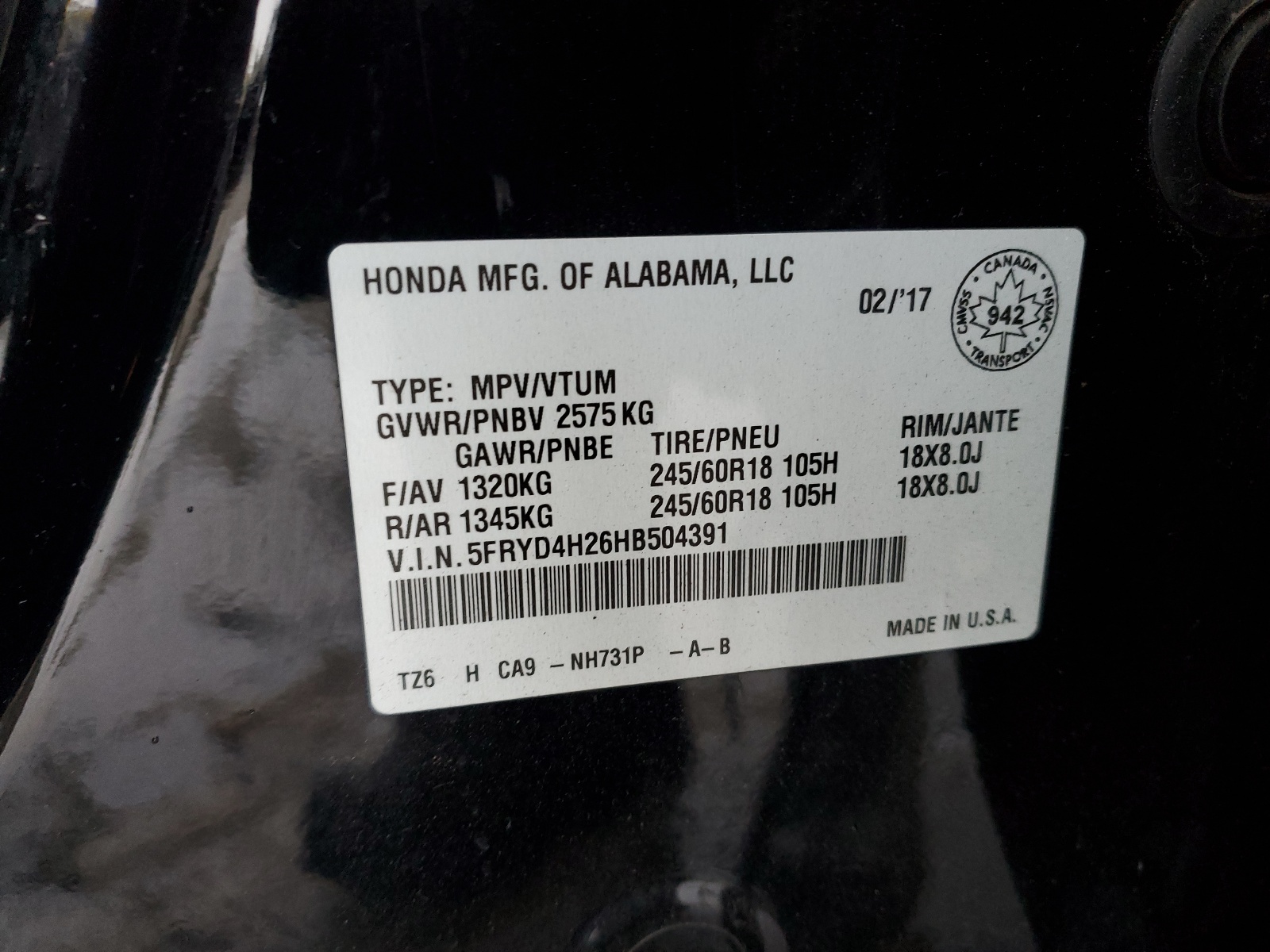 5FRYD4H26HB504391 2017 Acura Mdx