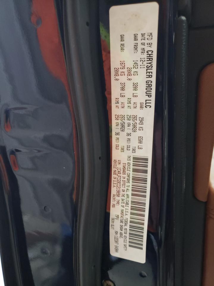 2012 Jeep Grand Cherokee Overland VIN: 1C4RJFCG9CC219090 Lot: 68266195